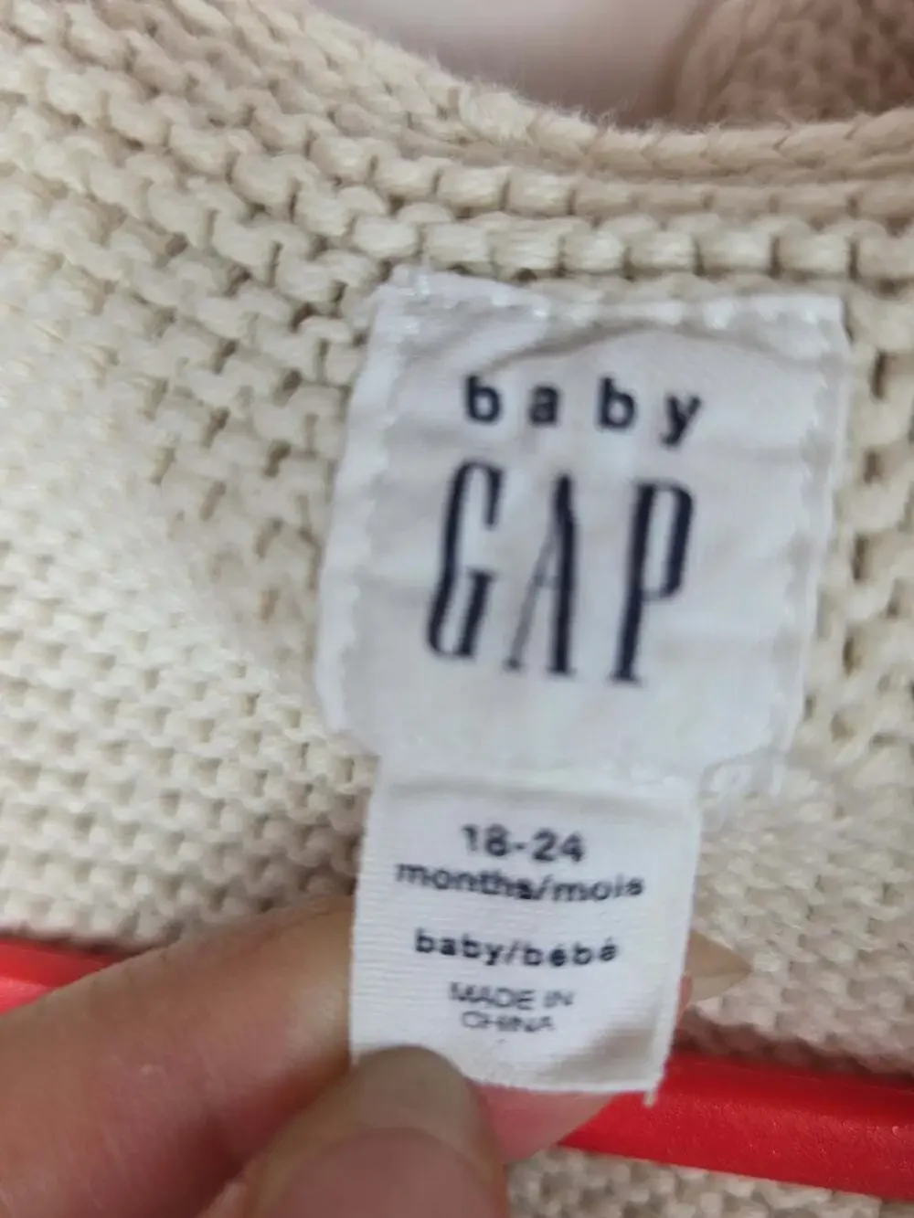 Baby Gap Cream Cotton Knit Hooded Cardigan 18-24M Bear Ears